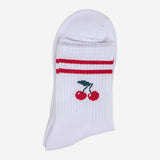 Women's White Cherry Sporty Socks