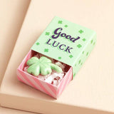Good Luck Clover Matchbox Ceramic Token