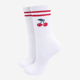 Women's White Cherry Sporty Socks