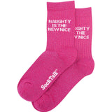 Naughty Is The New Nice Pink Glitter Socks