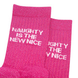 Naughty Is The New Nice Pink Glitter Socks
