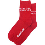 Dear Santa, Define Good? Red Glitter Socks