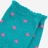 Aqua Blue Glitter Socks with Stars