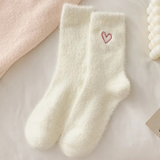 Cream Heart Cosy Socks