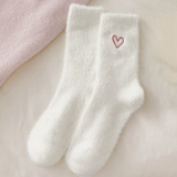 White Heart Cosy Socks