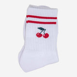 Women's White Cherry Sporty Socks