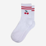 Women's White Cherry Sporty Socks